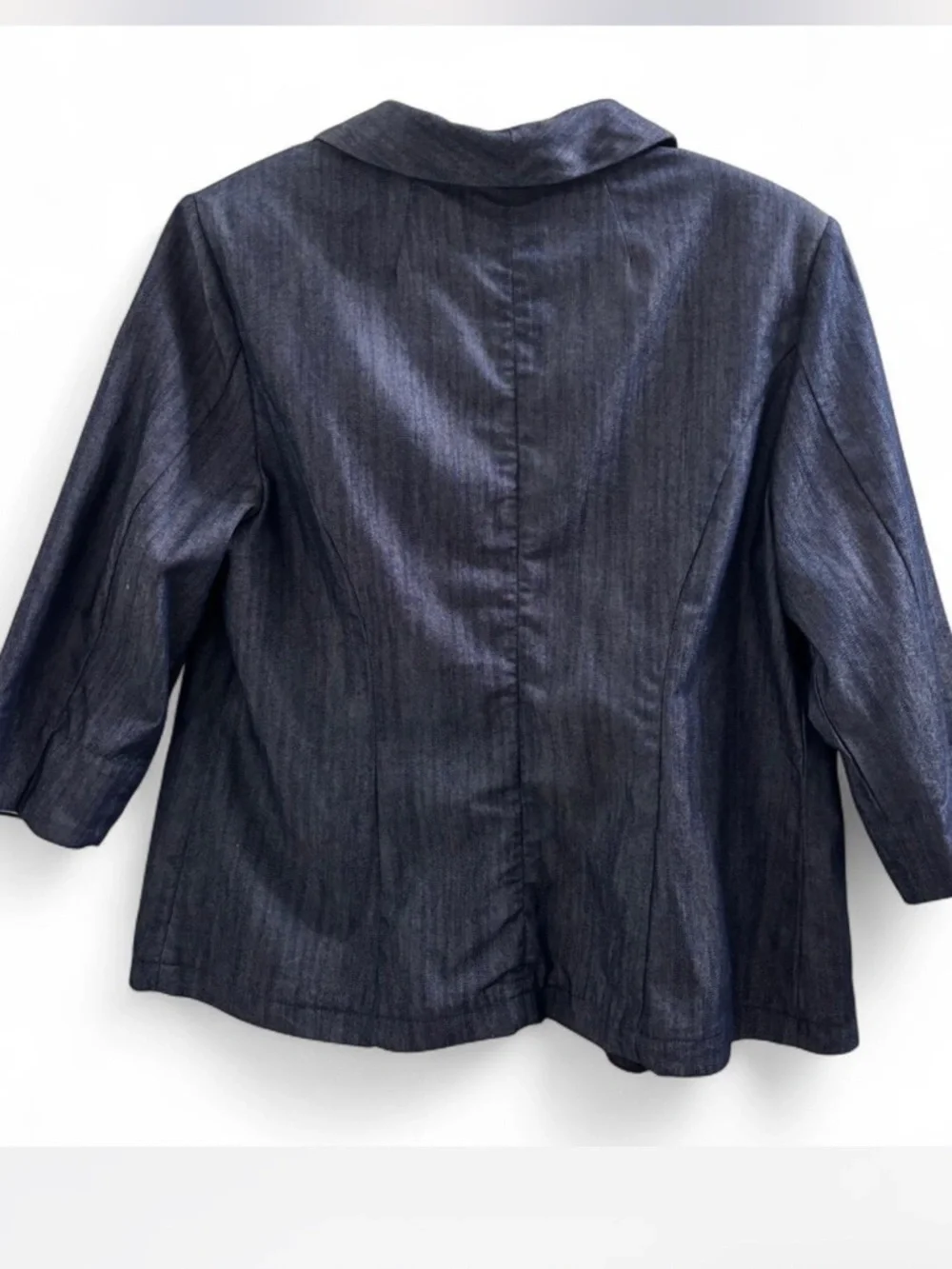 Christopher & Banks Navy Denim Blazer with Mint Cuffs